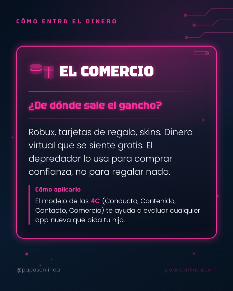 El comercio: de dónde sale el gancho — Robux, tarjetas de regalo y skins